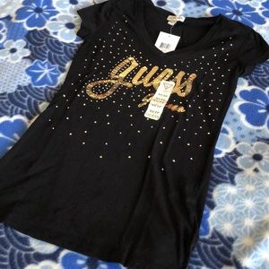 Guess bling t-shirt black beads and sequins
